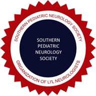 A red and white seal with the words southern pediatric neurology society in it.